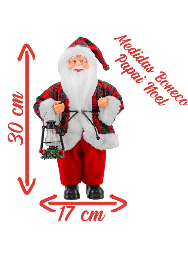 Boneco de Natal Papai Noel Tecido Lampião 30cm