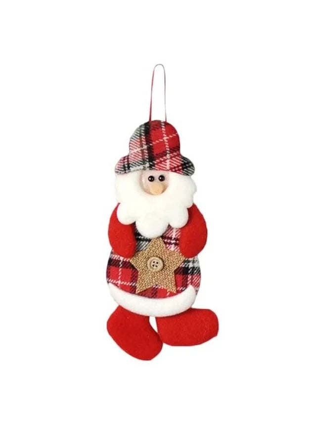 Enfeite Pendente Árvore Natal Papai Noel Xadrez 17cm